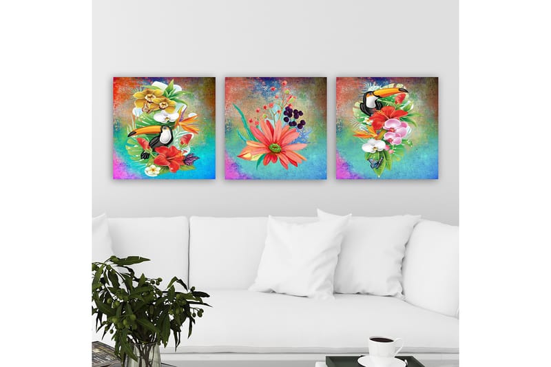 Dekorativ Canvastavla 3-Delar 30x30 cm - Flerfärgad - Inredning - Tavlor & konst - Canvastavlor
