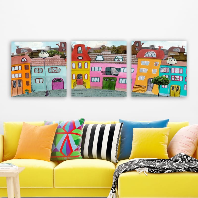 Dekorativ Canvastavla 3-Delar 30x30 cm - Flerfärgad - Inredning - Tavlor & konst - Canvastavlor