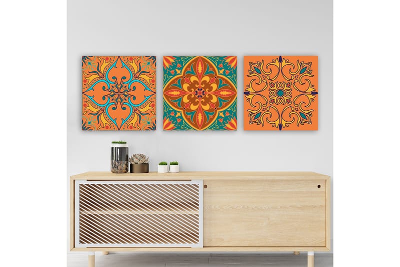 Dekorativ Canvastavla 3-Delar 30x30 cm - Flerfärgad - Inredning - Tavlor & konst - Canvastavlor