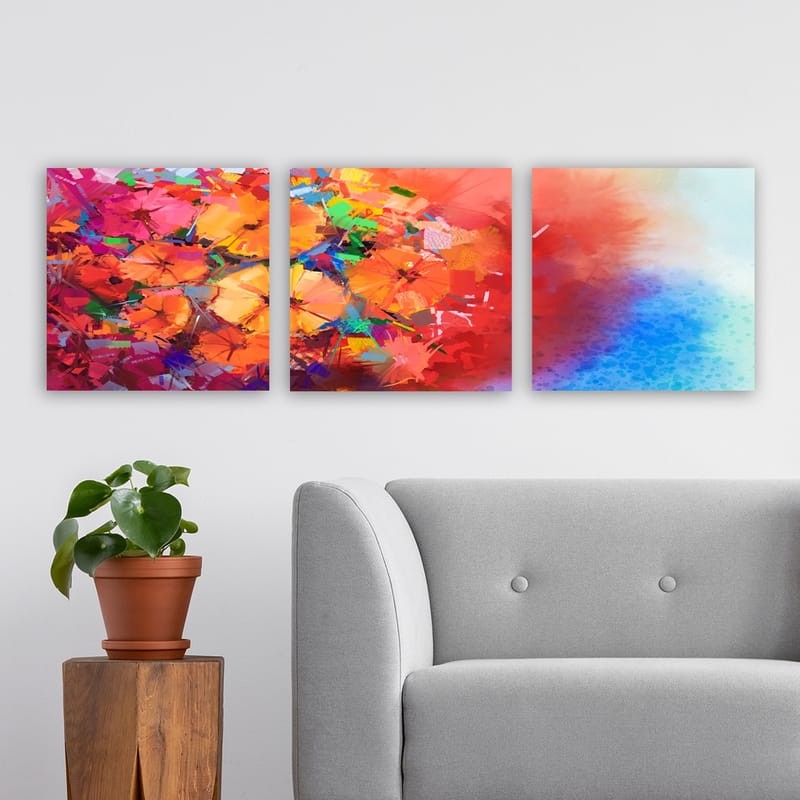 Dekorativ Canvastavla 3-Delar 30x30 cm - Flerfärgad - Inredning - Tavlor & konst - Canvastavlor