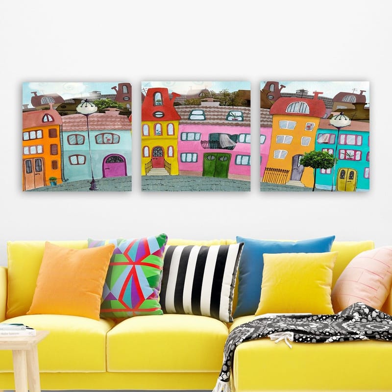 Dekorativ Canvastavla 3-Delar 30x30 cm - Flerfärgad - Inredning - Tavlor & konst - Canvastavlor