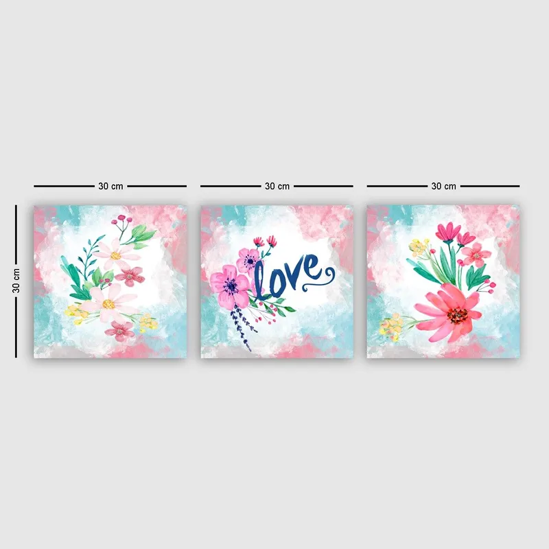 Dekorativ Canvastavla 3-Delar 30x30 cm, Flerfärgad