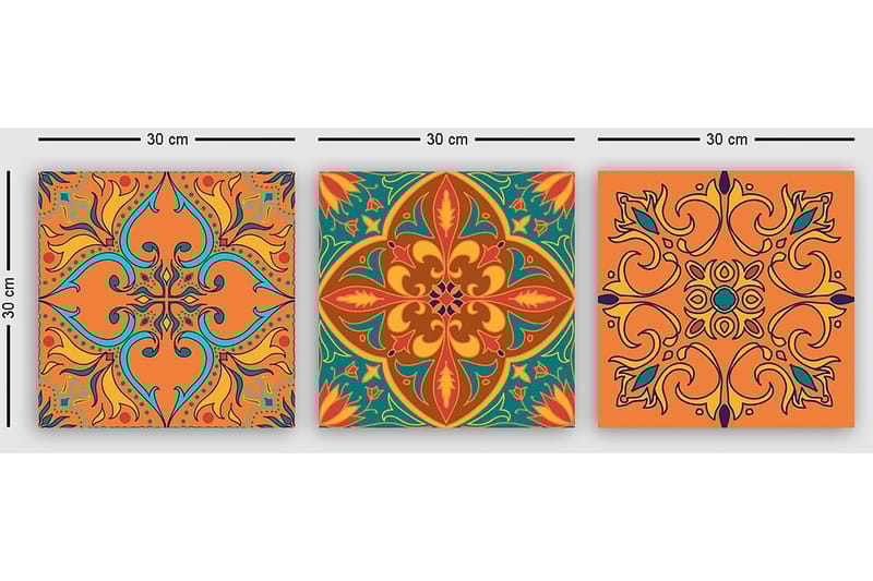 Dekorativ Canvastavla 3-Delar 30x30 cm - Flerfärgad - Inredning - Tavlor & konst - Canvastavlor