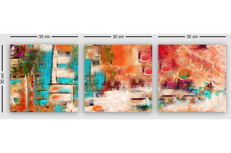 Dekorativ Canvastavla 3-Delar 30x30 cm - Flerfärgad - Inredning - Tavlor & konst - Canvastavlor