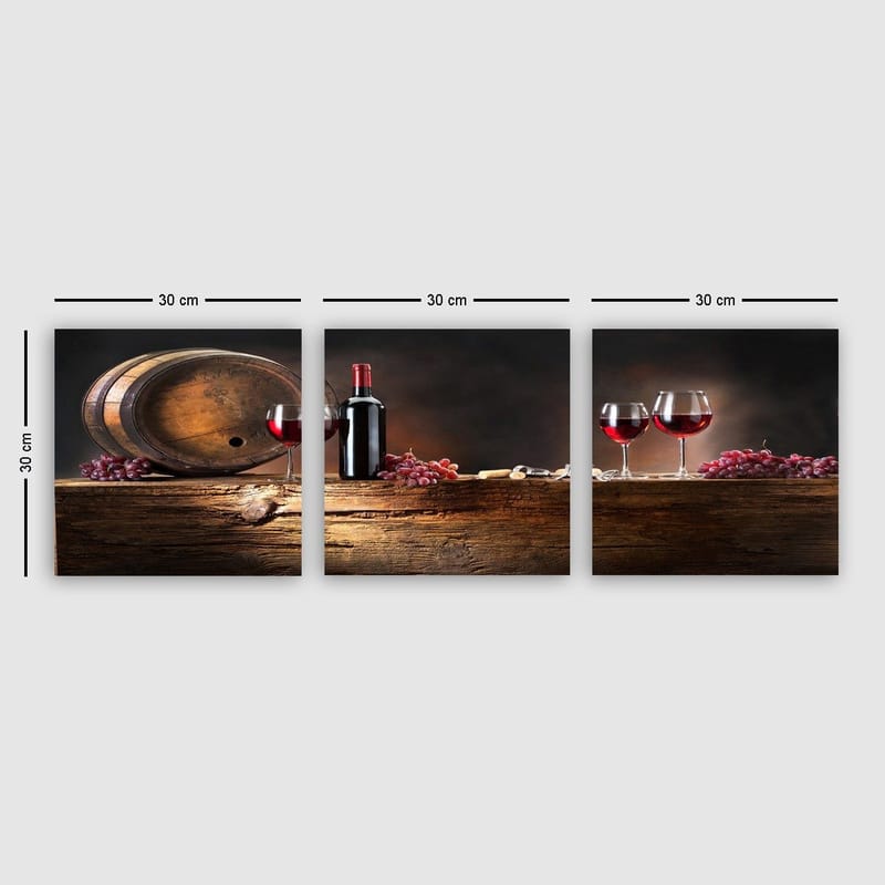 Dekorativ Canvastavla 3-Delar 30x30 cm, Flerfärgad