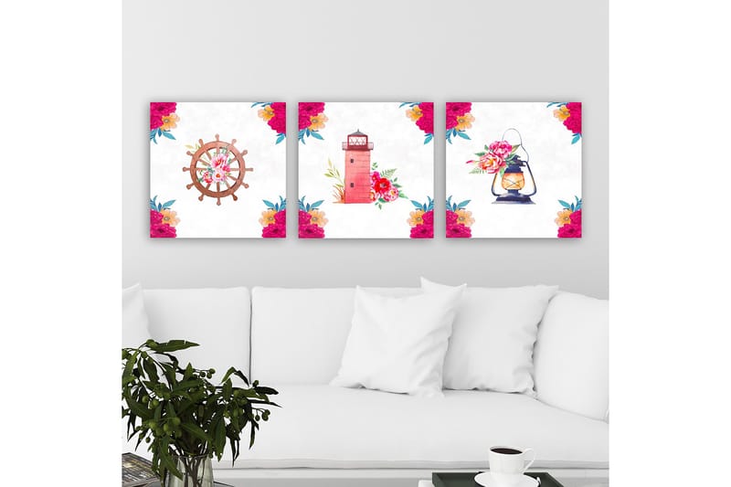Dekorativ Canvastavla 3-Delar 30x30 cm, Flerfärgad