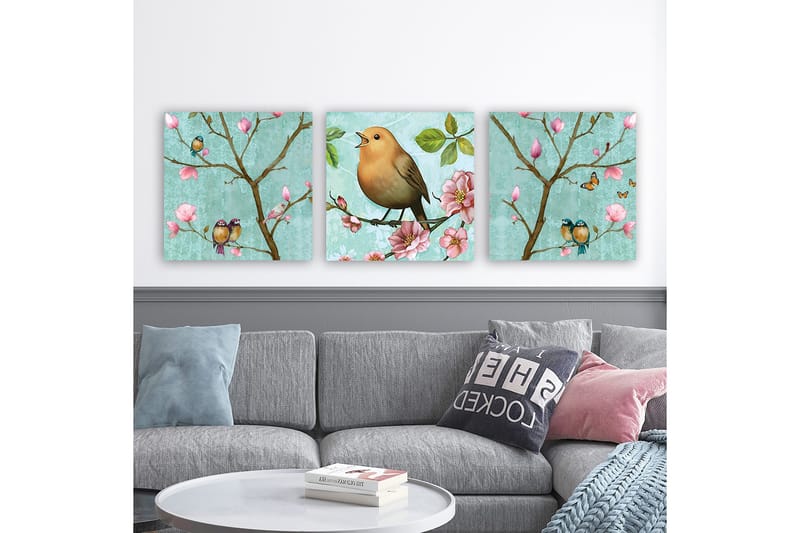 Dekorativ Canvastavla 3-Delar 30x30 cm, Flerfärgad