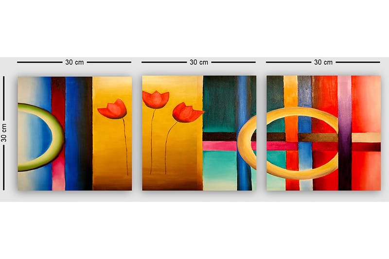 Dekorativ Canvastavla 3-Delar 30x30 cm - Flerfärgad - Inredning - Tavlor & konst - Canvastavlor