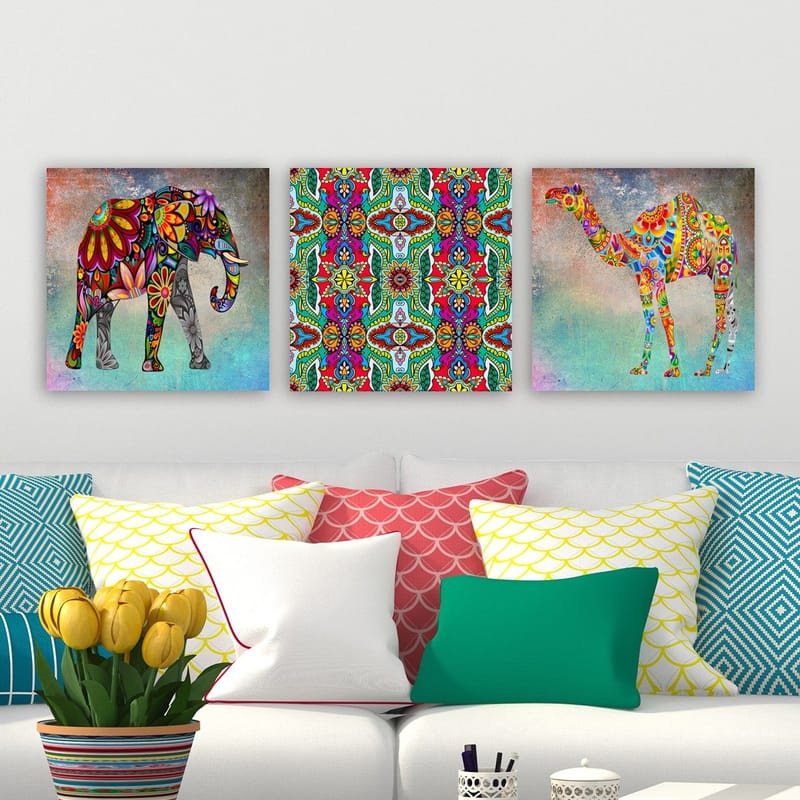 Dekorativ Canvastavla 3-Delar 30x30 cm - Flerfärgad - Inredning - Tavlor & konst - Canvastavlor