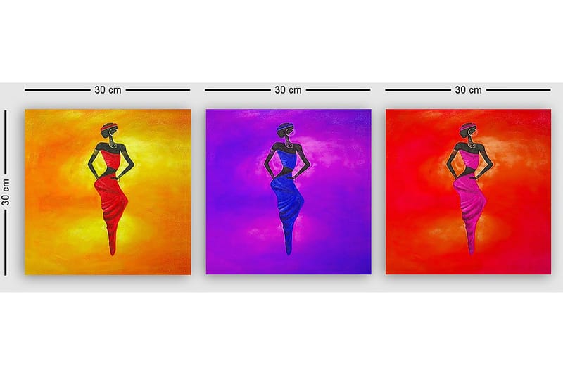 Dekorativ Canvastavla 3-Delar 30x30 cm - Flerfärgad - Inredning - Tavlor & konst - Canvastavlor