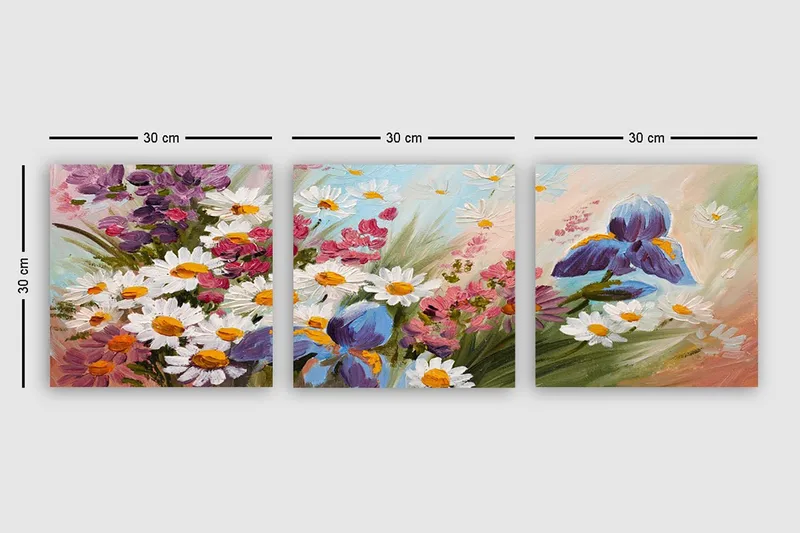 Dekorativ Canvastavla 3-Delar 30x30 cm - Flerfärgad - Inredning - Tavlor & konst - Canvastavlor