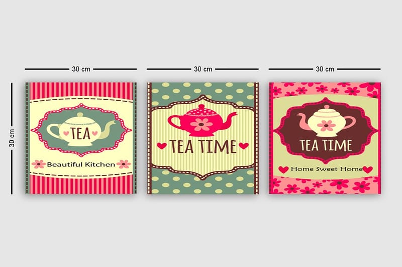 Dekorativ Canvastavla 3-Delar 30x30 cm - Flerfärgad - Inredning - Tavlor & konst - Canvastavlor