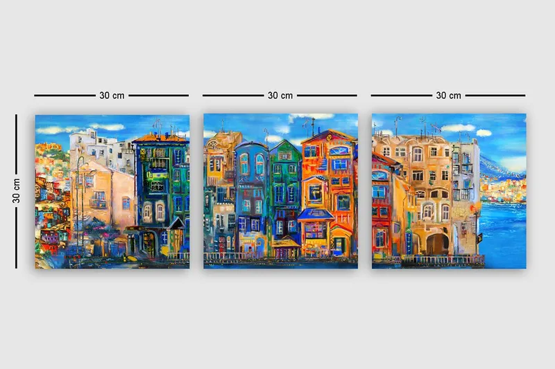 Dekorativ Canvastavla 3-Delar 30x30 cm - Flerfärgad - Inredning - Tavlor & konst - Canvastavlor