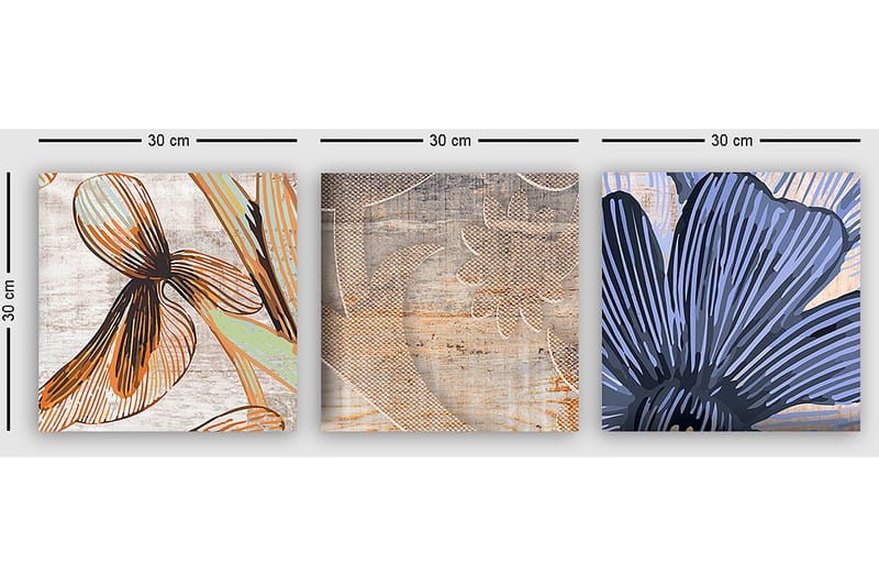 Dekorativ Canvastavla 3-Delar 30x30 cm - Flerfärgad - Inredning - Tavlor & konst - Canvastavlor