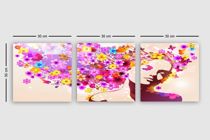 Dekorativ Canvastavla 3-Delar 30x30 cm - Flerfärgad - Inredning - Tavlor & konst - Canvastavlor