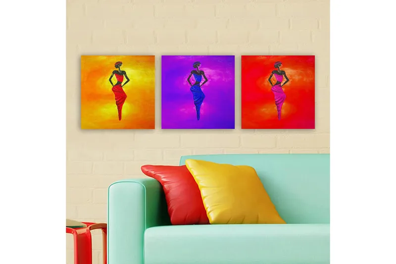 Dekorativ Canvastavla 3-Delar 30x30 cm, Flerfärgad
