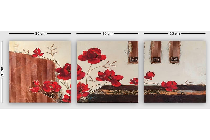 Dekorativ Canvastavla 3-Delar 30x30 cm - Flerfärgad - Inredning - Tavlor & konst - Canvastavlor