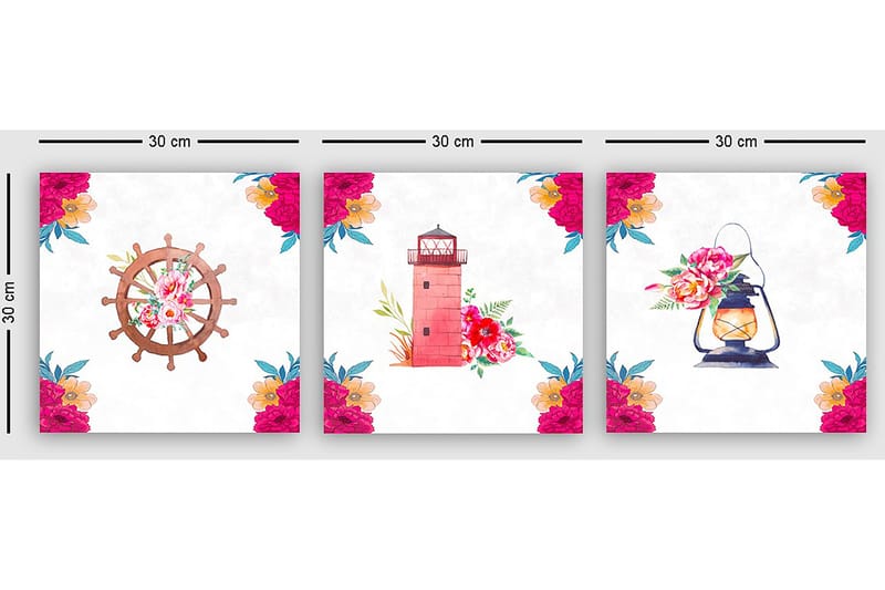 Dekorativ Canvastavla 3-Delar 30x30 cm - Flerfärgad - Inredning - Tavlor & konst - Canvastavlor