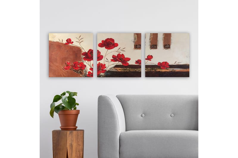 Dekorativ Canvastavla 3-Delar 30x30 cm, Flerfärgad