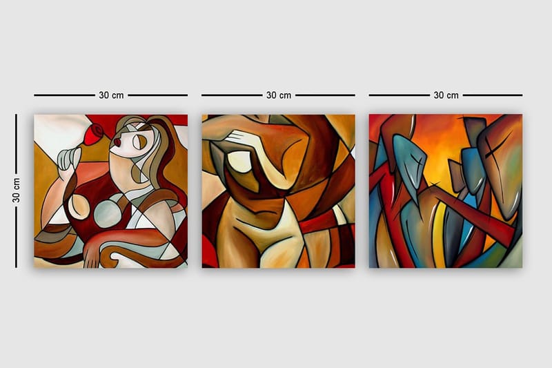 Dekorativ Canvastavla 3-Delar 30x30 cm - Flerfärgad - Inredning - Tavlor & konst - Canvastavlor