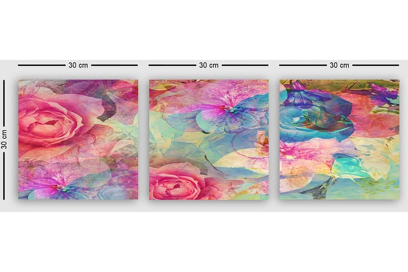 Dekorativ Canvastavla 3-Delar 30x30 cm - Flerfärgad - Inredning - Tavlor & konst - Canvastavlor