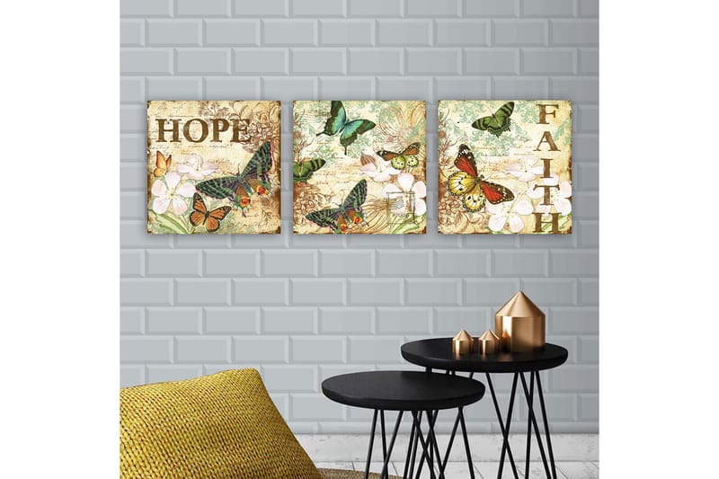 Dekorativ Canvastavla 3-Delar 30x30 cm, Flerfärgad