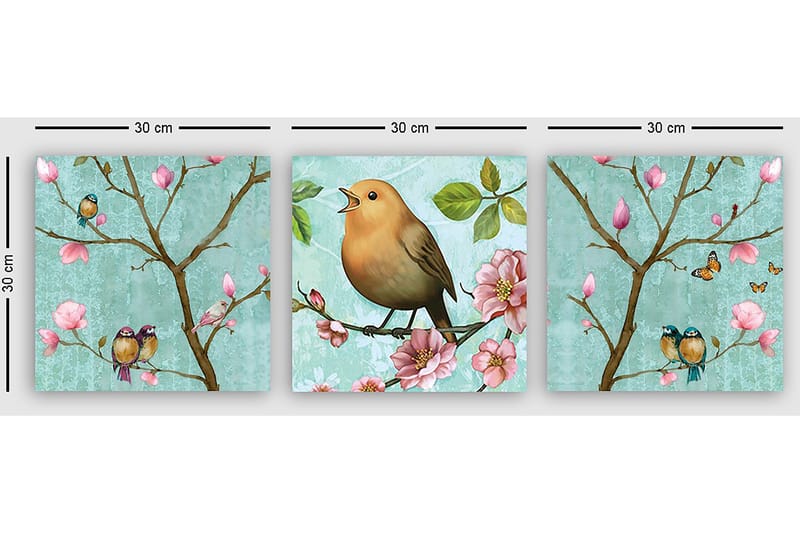 Dekorativ Canvastavla 3-Delar 30x30 cm - Flerfärgad - Inredning - Tavlor & konst - Canvastavlor