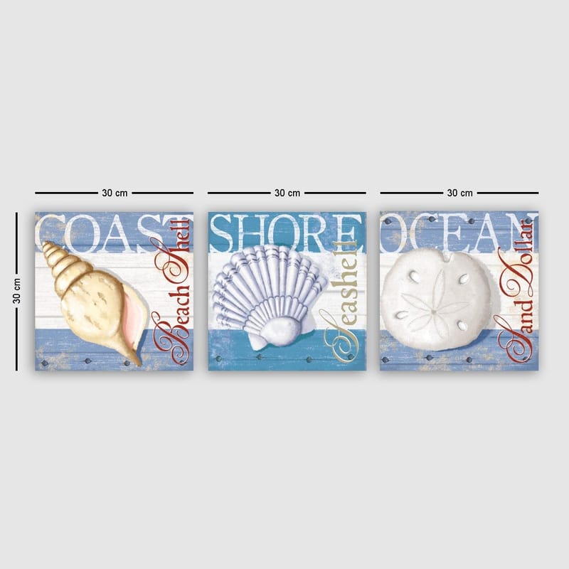 Dekorativ Canvastavla 3-Delar 30x30 cm, Flerfärgad