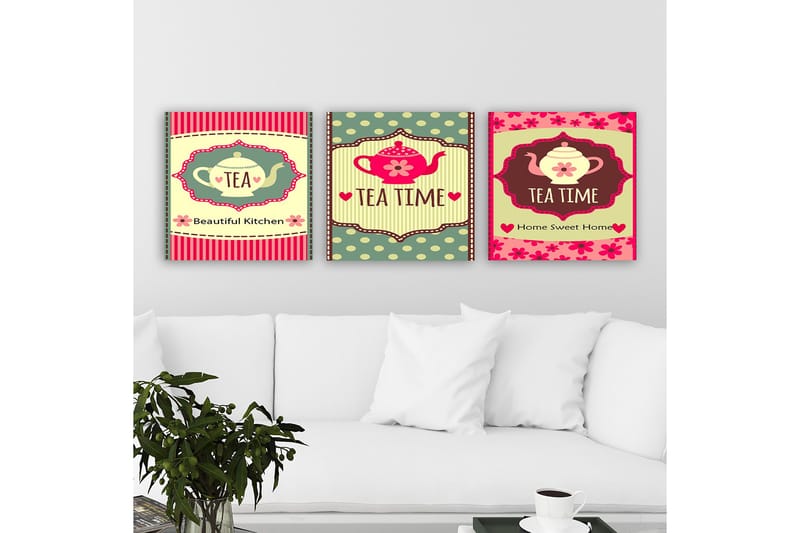 Dekorativ Canvastavla 3-Delar 30x30 cm, Flerfärgad