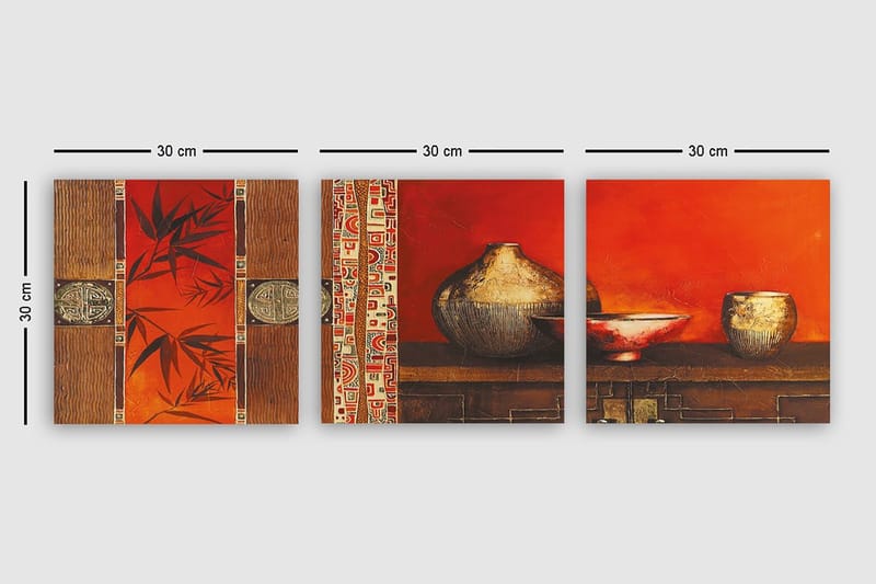 Dekorativ Canvastavla 3-Delar 30x30 cm - Flerfärgad - Inredning - Tavlor & konst - Canvastavlor