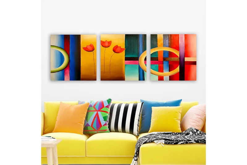 Dekorativ Canvastavla 3-Delar 30x30 cm, Flerfärgad
