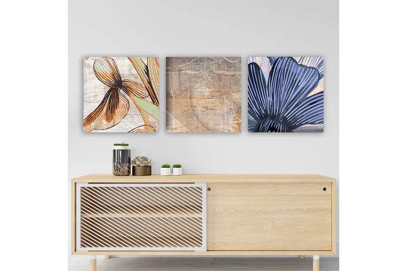 Dekorativ Canvastavla 3-Delar 30x30 cm, Flerfärgad