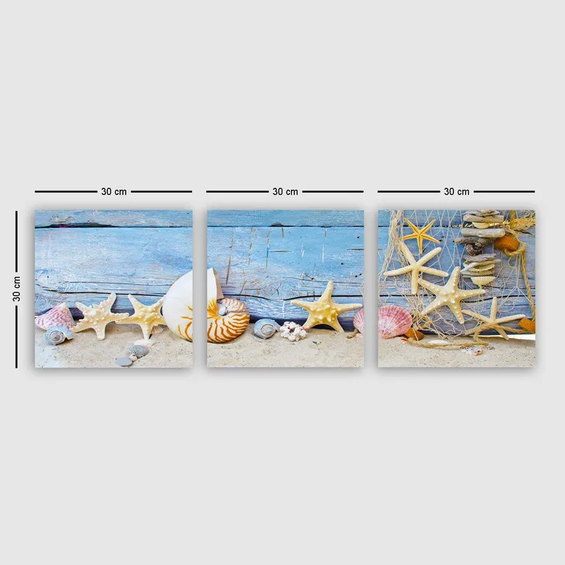 Dekorativ Canvastavla 3-Delar 30x30 cm, Flerfärgad