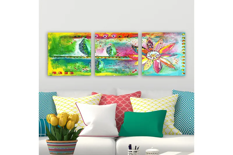 Dekorativ Canvastavla 3-Delar 30x30 cm, Flerfärgad