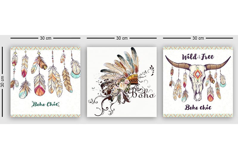 Dekorativ Canvastavla 3-Delar 30x30 cm - Flerfärgad - Inredning - Tavlor & konst - Canvastavlor