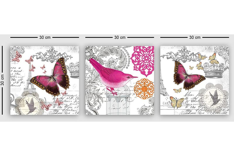 Dekorativ Canvastavla 3-Delar 30x30 cm - Flerfärgad - Inredning - Tavlor & konst - Canvastavlor