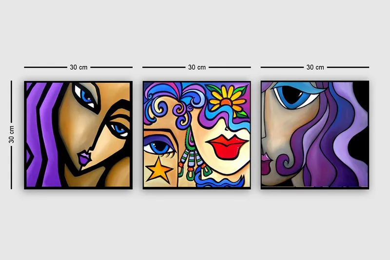 Dekorativ Canvastavla 3-Delar 30x30 cm - Flerfärgad - Inredning - Tavlor & konst - Canvastavlor