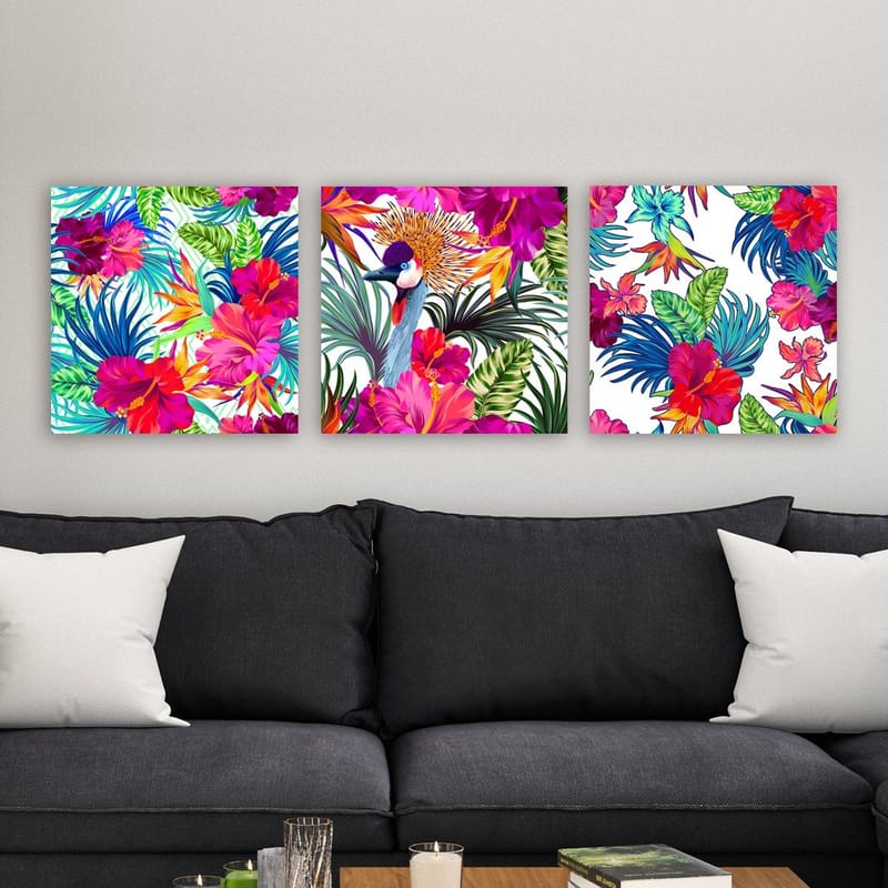 Dekorativ Canvastavla 3-Delar 30x30 cm - Flerfärgad - Inredning - Tavlor & konst - Canvastavlor