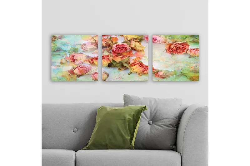 Dekorativ Canvastavla 3-Delar 30x30 cm, Flerfärgad