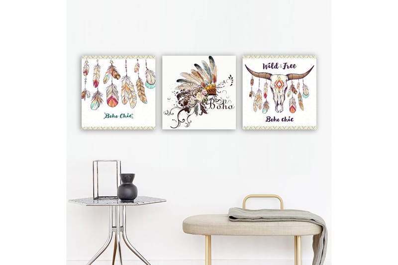 Dekorativ Canvastavla 3-Delar 30x30 cm - Flerfärgad - Inredning - Tavlor & konst - Canvastavlor