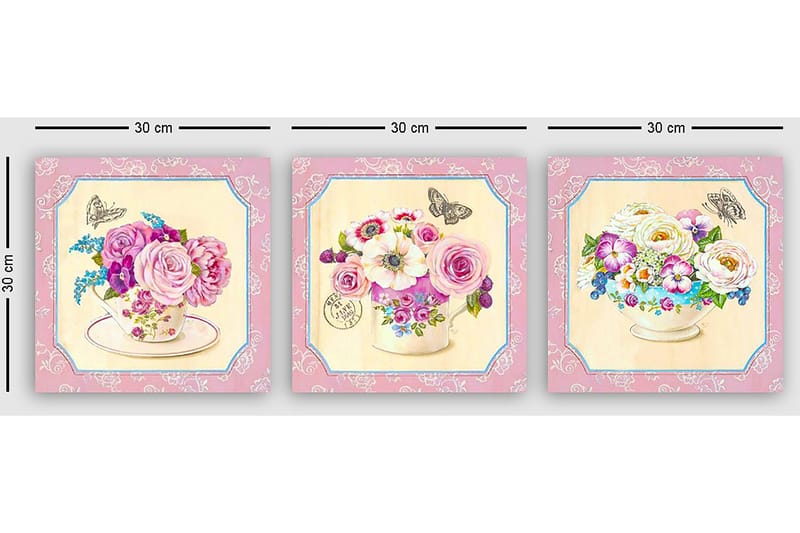 Dekorativ Canvastavla 3-Delar 30x30 cm - Flerfärgad - Inredning - Tavlor & konst - Canvastavlor