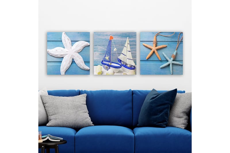 Dekorativ Canvastavla 3-Delar 30x30 cm, Flerfärgad