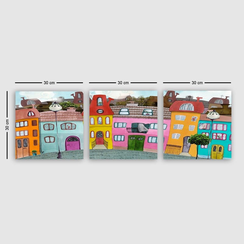Dekorativ Canvastavla 3-Delar 30x30 cm, Flerfärgad