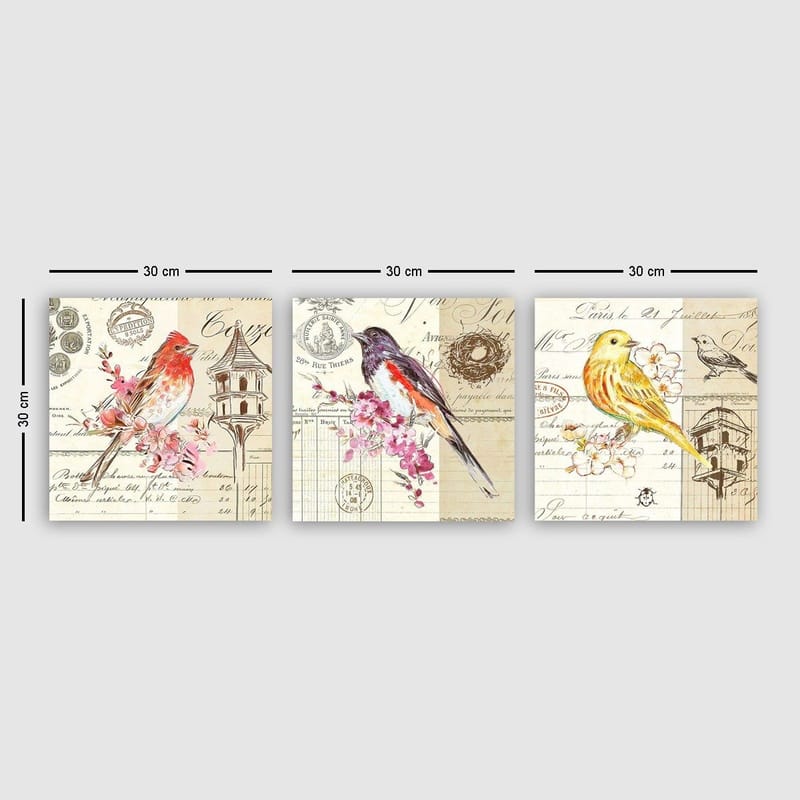 Dekorativ Canvastavla 3-Delar 30x30 cm, Flerfärgad