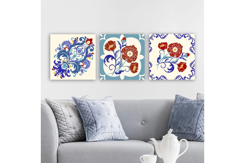 Dekorativ Canvastavla 3-Delar 30x30 cm, Flerfärgad