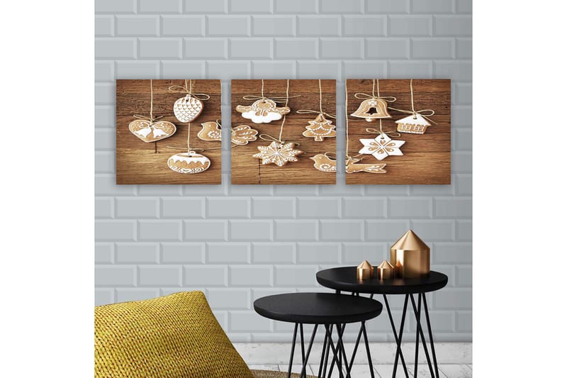 Dekorativ Canvastavla 3-Delar 30x30 cm, Flerfärgad