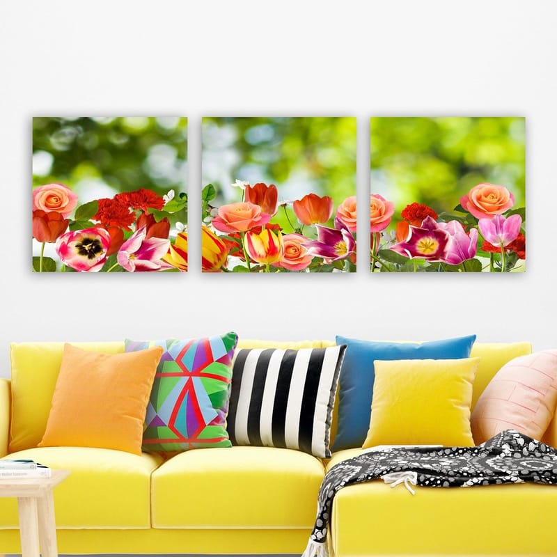 Dekorativ Canvastavla 3-Delar 30x30 cm - Flerfärgad - Inredning - Tavlor & konst - Canvastavlor