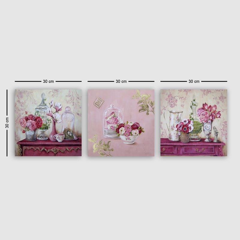 Dekorativ Canvastavla 3-Delar 30x30 cm, Flerfärgad