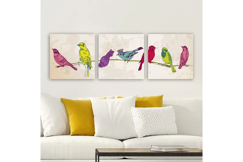 Dekorativ Canvastavla 3-Delar 30x30 cm, Flerfärgad