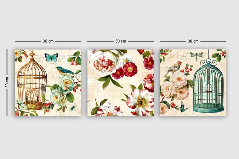 Dekorativ Canvastavla 3-Delar 30x30 cm - Flerfärgad - Inredning - Tavlor & konst - Canvastavlor